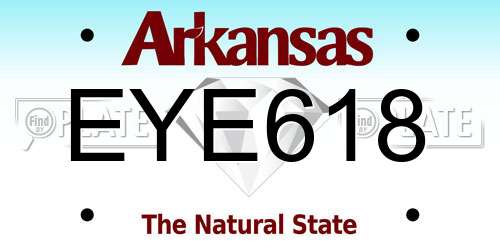 EYE618 Arkansas License Plate