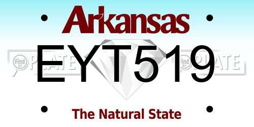 EYT519 Arkansas License Plate