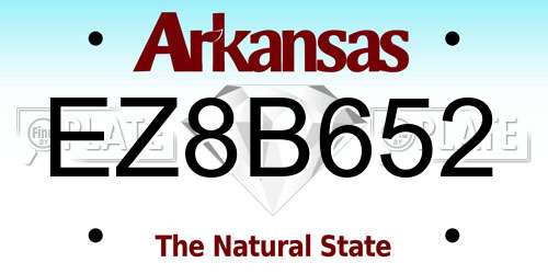 EZ8B652 Arkansas License Plate