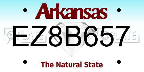 EZ8B657 Arkansas License Plate