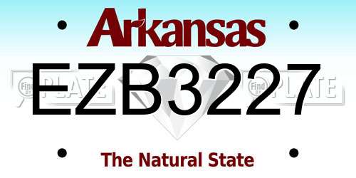 EZB3227 Arkansas License Plate