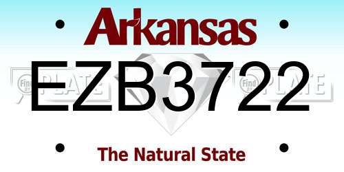 EZB3722 Arkansas License Plate