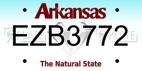 EZB3772 Arkansas License Plate