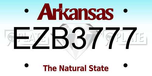 EZB3777 Arkansas License Plate