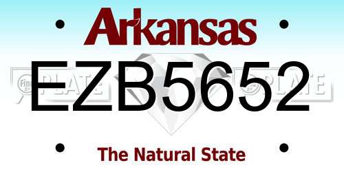 EZB5652 Arkansas License Plate