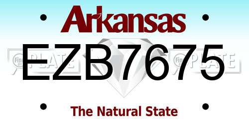 EZB7675 Arkansas License Plate