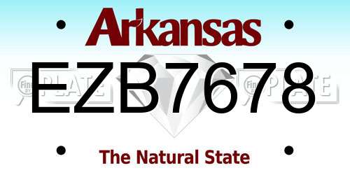 EZB7678 Arkansas License Plate