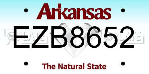 EZB8652 Arkansas License Plate