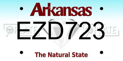 EZD723 Arkansas License Plate