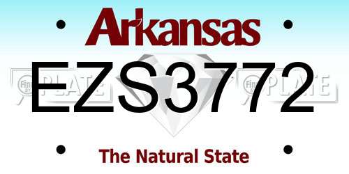 EZS3772 Arkansas License Plate