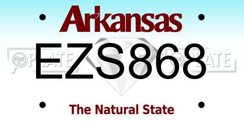 EZS868 Arkansas License Plate
