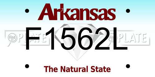 F1562L Arkansas License Plate