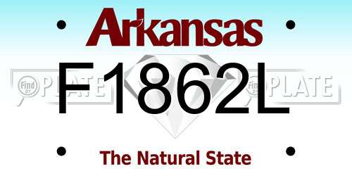 F1862L Arkansas License Plate