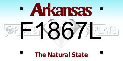 F1867L Arkansas License Plate