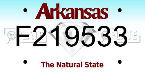 F219533 Arkansas License Plate