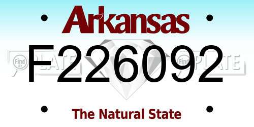 F226092 Arkansas License Plate