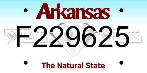 F229625 Arkansas License Plate