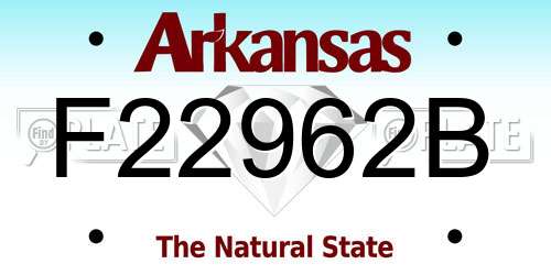 F22962B Arkansas License Plate