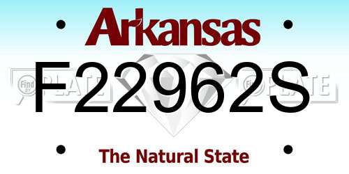 F22962S Arkansas License Plate