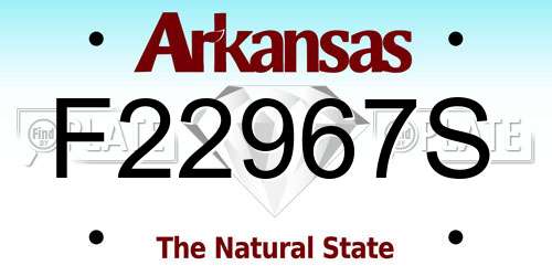 F22967S Arkansas License Plate