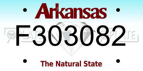 F303082 Arkansas License Plate