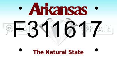 F311617 Arkansas License Plate