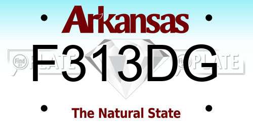 F313DG Arkansas License Plate