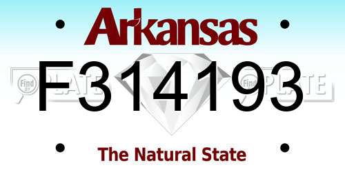 F314193 Arkansas License Plate