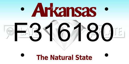 F316180 Arkansas License Plate