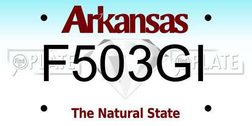 F503GI Arkansas License Plate