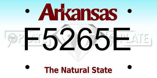 F5265E Arkansas License Plate