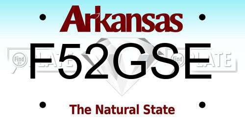 F52GSE Arkansas License Plate