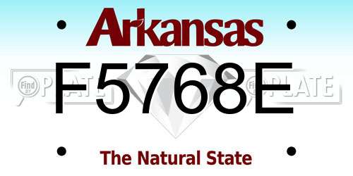 F5768E Arkansas License Plate