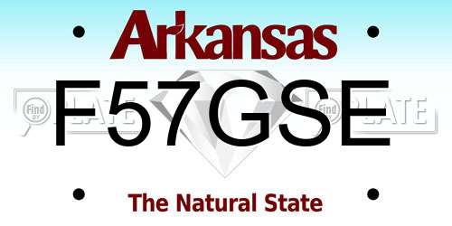 F57GSE Arkansas License Plate