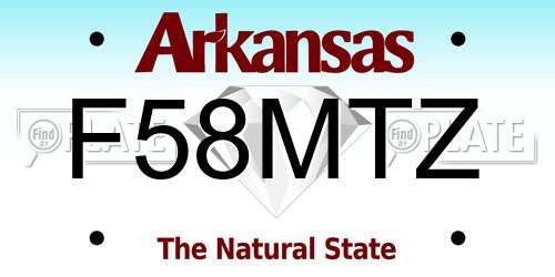 F58MTZ Arkansas License Plate