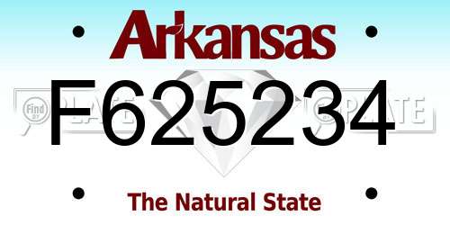 F625234 Arkansas License Plate