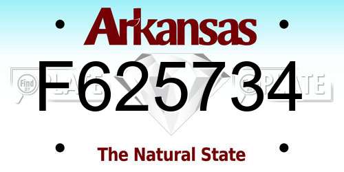 F625734 Arkansas License Plate