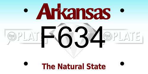 F634 Arkansas License Plate