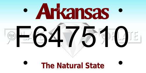 F647510 Arkansas License Plate