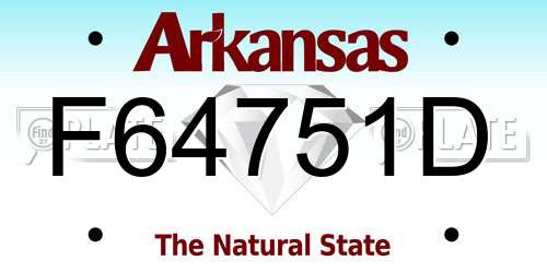 F64751D Arkansas License Plate