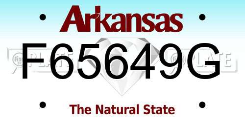 F65649G Arkansas License Plate