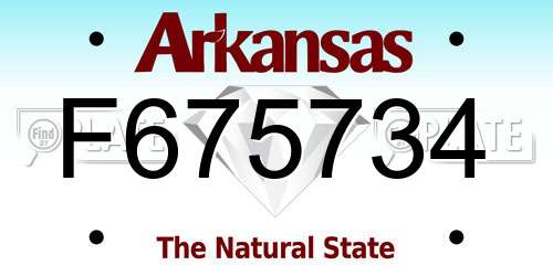 F675734 Arkansas License Plate