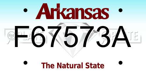 F67573A Arkansas License Plate