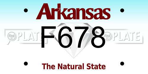 F678 Arkansas License Plate