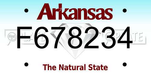 F678234 Arkansas License Plate