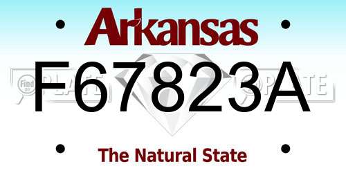 F67823A Arkansas License Plate