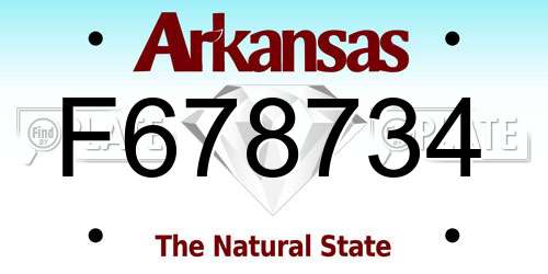 F678734 Arkansas License Plate