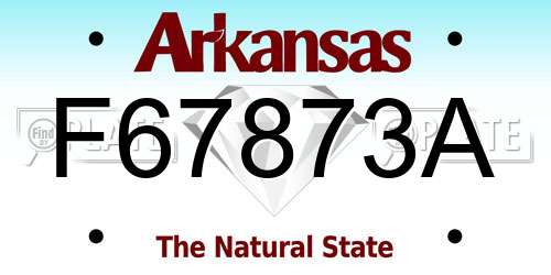F67873A Arkansas License Plate