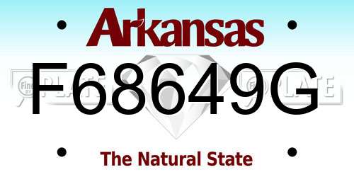 F68649G Arkansas License Plate