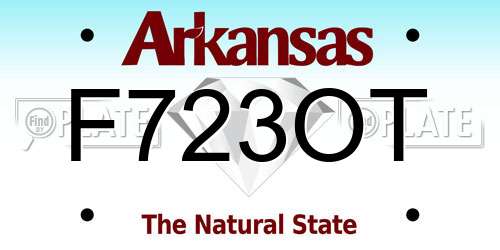 F723OT Arkansas License Plate